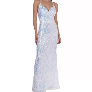 B. Darlin Juniors Sequin Sweetheart-Neck Dress Strappy-Back Gown Size M $159